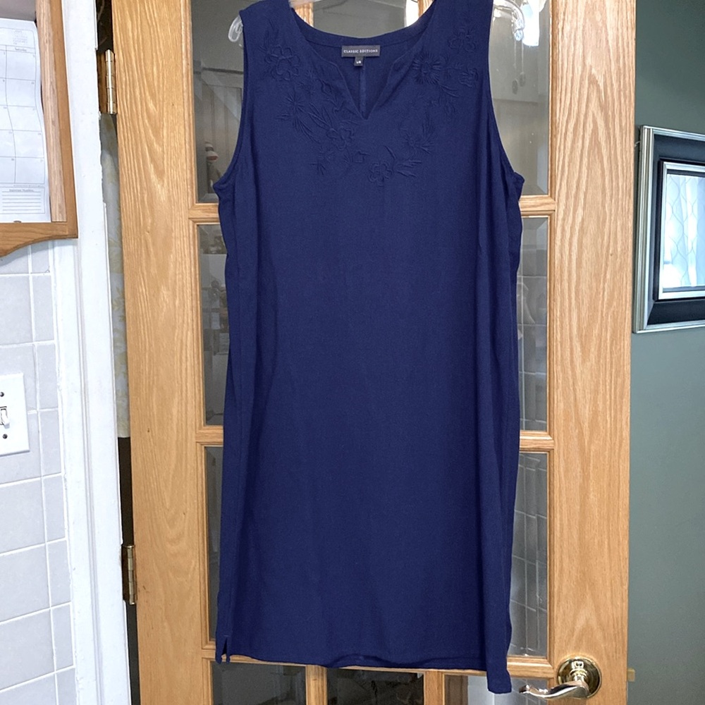 Linen blend sheath dress.